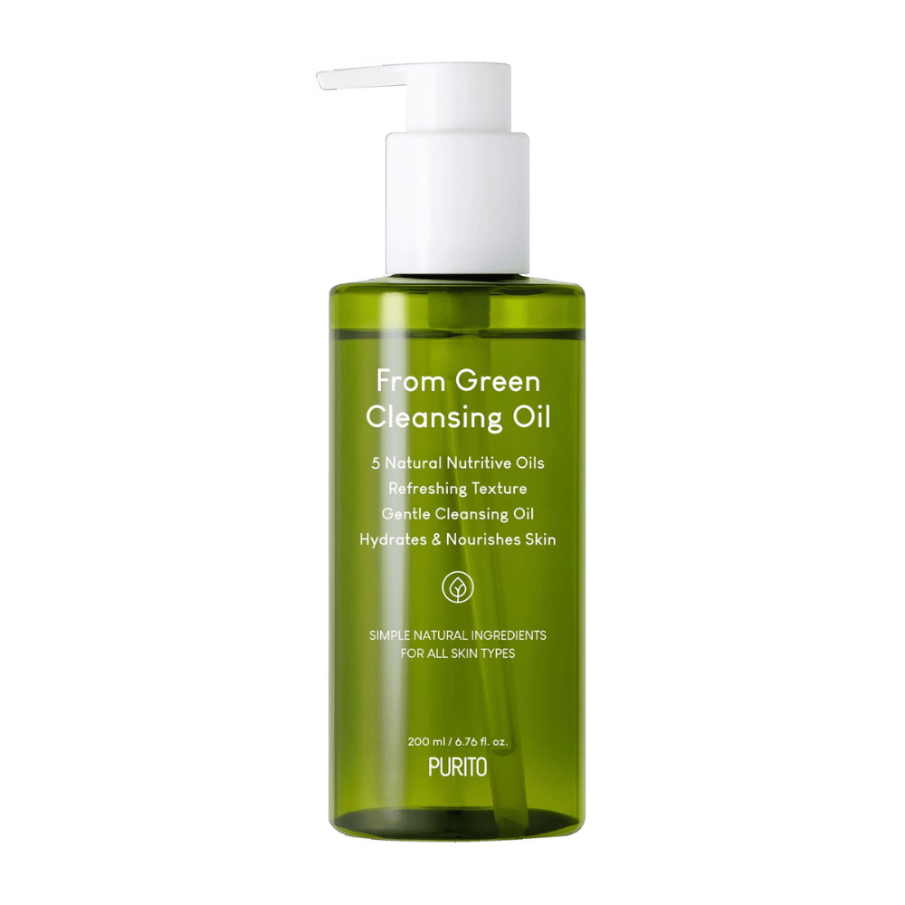 Purito From Green Cleansing Oil är en mild rengöringsolja formulerad med naturliga näringsrika oljor. Den tar effektivt bort smink och orenheter samtidigt som den återfuktar och när huden. Passar alla hudtyper och lämnar huden mjuk och fräsch.